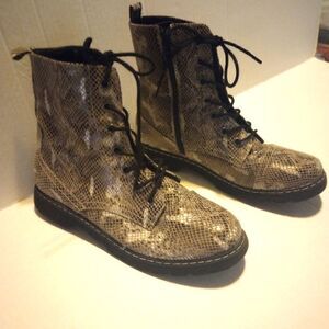 Arizona snake print combat boots with ankle zipper